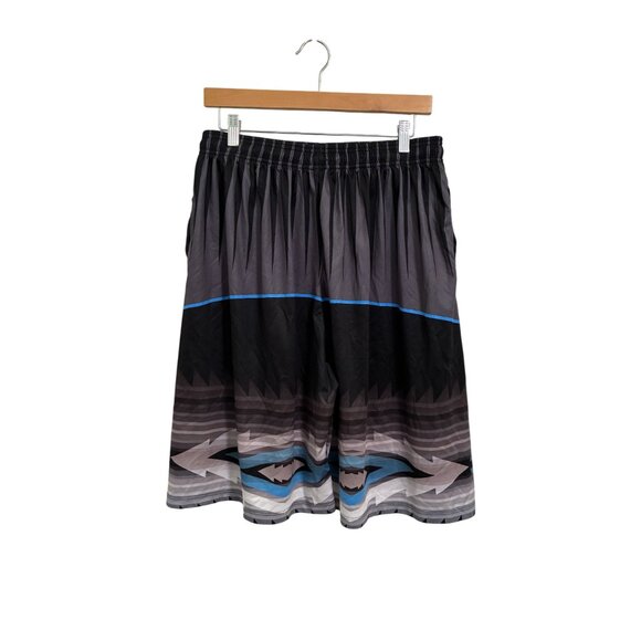 Skyn Style drawstring Basketball shorts mens Large tribal print black blue gray - Picture 2 of 8